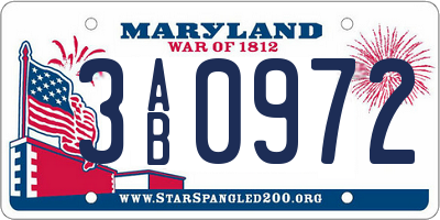 MD license plate 3AB0972