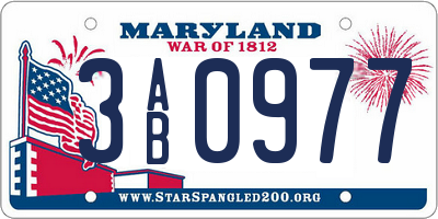 MD license plate 3AB0977