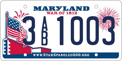 MD license plate 3AB1003