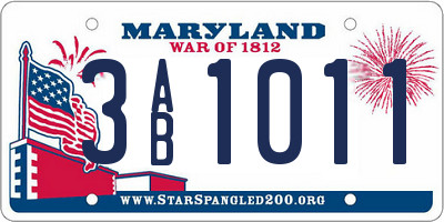 MD license plate 3AB1011