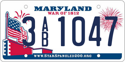 MD license plate 3AB1047