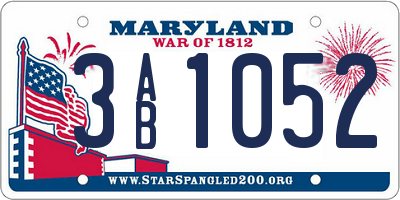 MD license plate 3AB1052