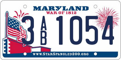 MD license plate 3AB1054