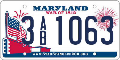 MD license plate 3AB1063
