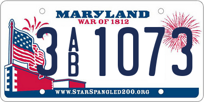 MD license plate 3AB1073
