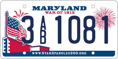 MD license plate 3AB1081