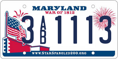 MD license plate 3AB1113