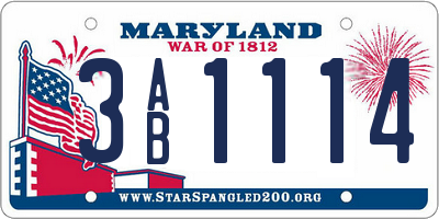 MD license plate 3AB1114