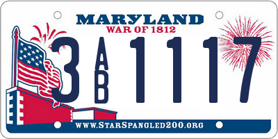 MD license plate 3AB1117
