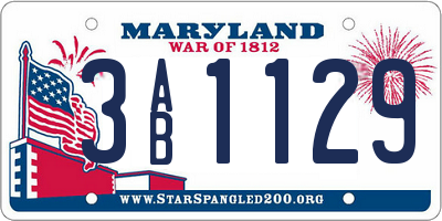 MD license plate 3AB1129