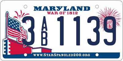 MD license plate 3AB1139