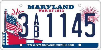 MD license plate 3AB1145