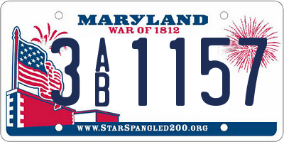 MD license plate 3AB1157