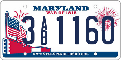 MD license plate 3AB1160