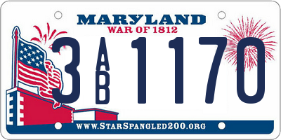 MD license plate 3AB1170