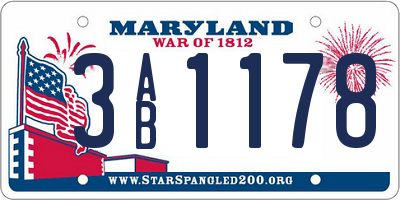 MD license plate 3AB1178