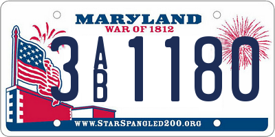 MD license plate 3AB1180