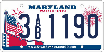 MD license plate 3AB1190