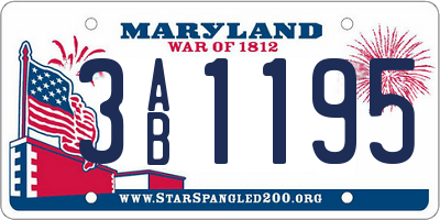 MD license plate 3AB1195