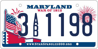 MD license plate 3AB1198