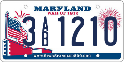 MD license plate 3AB1210