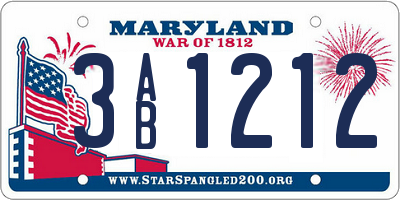 MD license plate 3AB1212