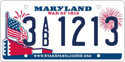 MD license plate 3AB1213