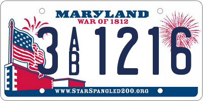MD license plate 3AB1216