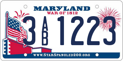 MD license plate 3AB1223