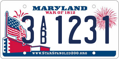 MD license plate 3AB1231