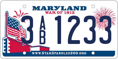 MD license plate 3AB1233
