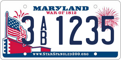 MD license plate 3AB1235