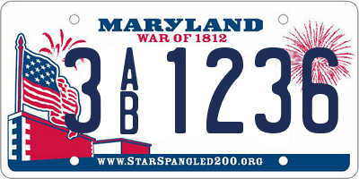 MD license plate 3AB1236