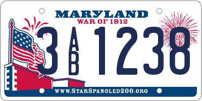 MD license plate 3AB1238