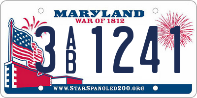MD license plate 3AB1241