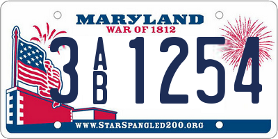 MD license plate 3AB1254