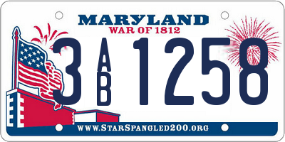MD license plate 3AB1258