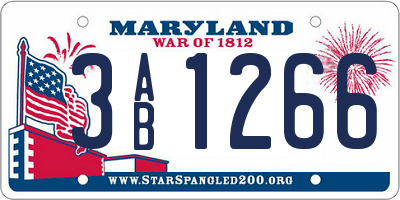 MD license plate 3AB1266