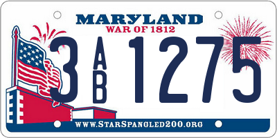 MD license plate 3AB1275