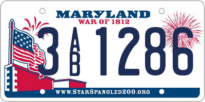 MD license plate 3AB1286