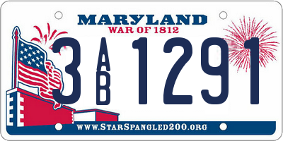MD license plate 3AB1291