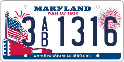 MD license plate 3AB1316