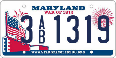 MD license plate 3AB1319