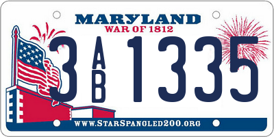 MD license plate 3AB1335