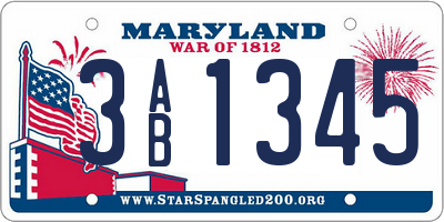 MD license plate 3AB1345