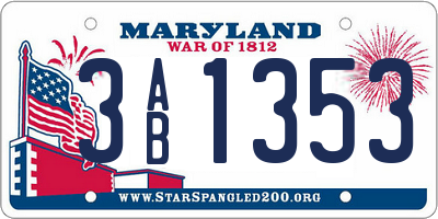 MD license plate 3AB1353
