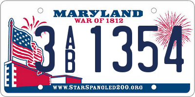 MD license plate 3AB1354