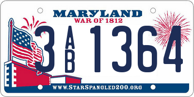 MD license plate 3AB1364