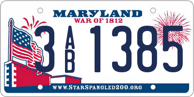 MD license plate 3AB1385