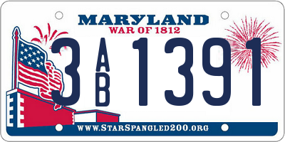 MD license plate 3AB1391